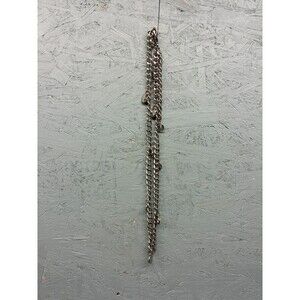 Michael Kors Silver Chain Link Logo Charm Necklace MK‎ Pendant Statement Jewelry